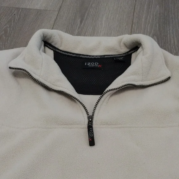 Izod Cream and Black Zip-Up Sweater - Picture 5 of 17